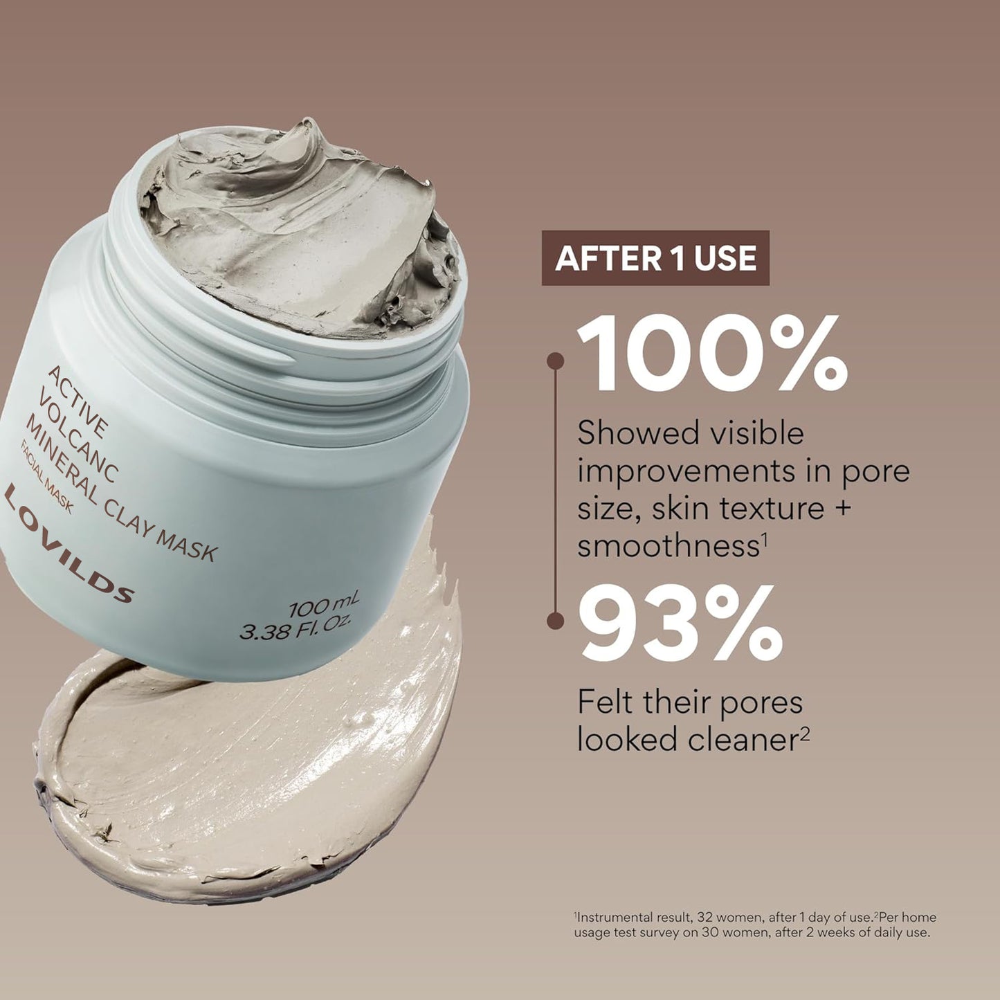 š„LOVILDS⢠Active Volcanic Mineral Clay Mask-Pore Cleansing & Oil Balancing