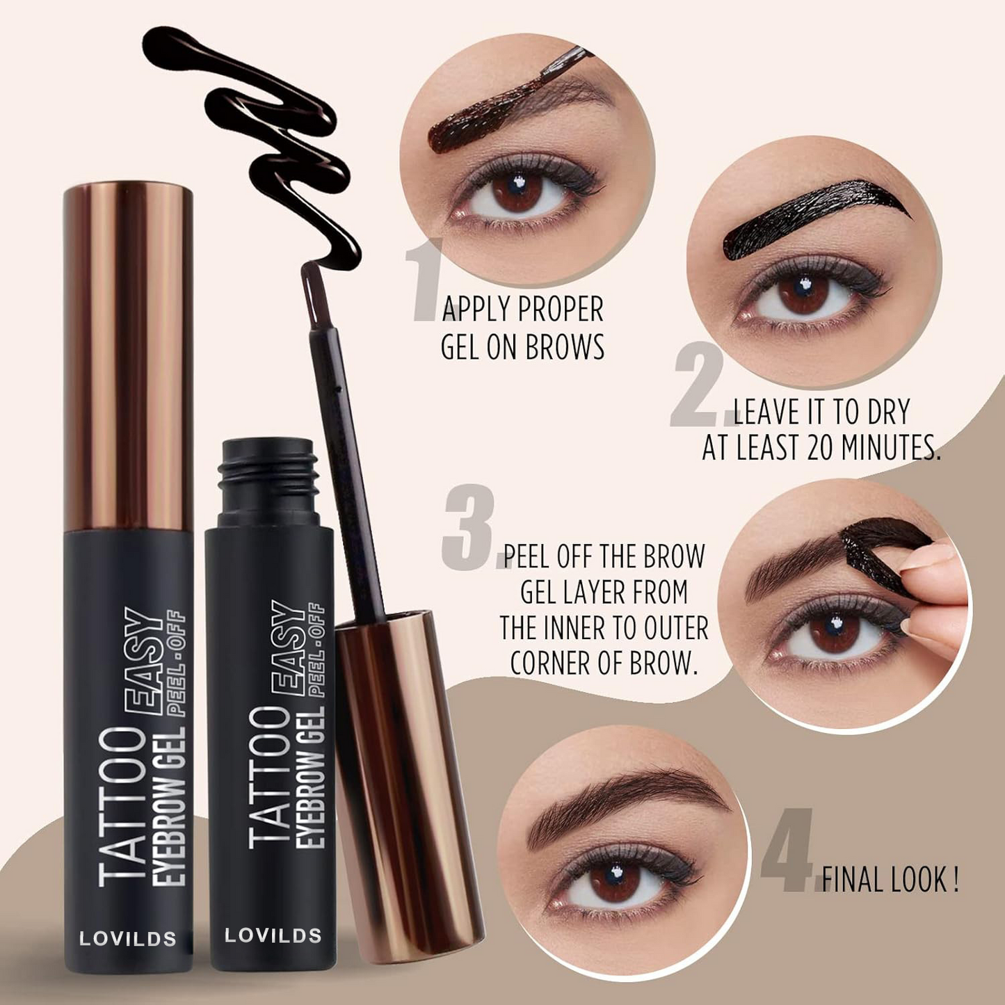 š„LOVILDS⢠Tattoo Peel Off Eyebrow Gel Tint ā Smudge-Proof & Long-Lasting